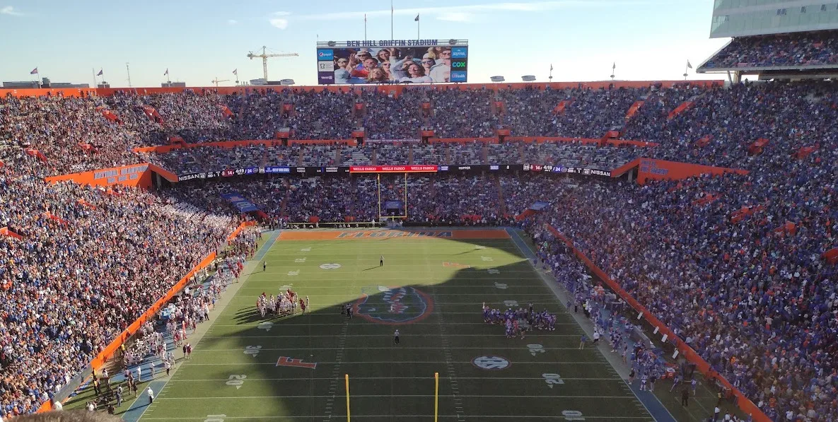 Ben Hill Griffin Stadium, the Swamp, packed for Florida against Florida State on a sunny afternoon